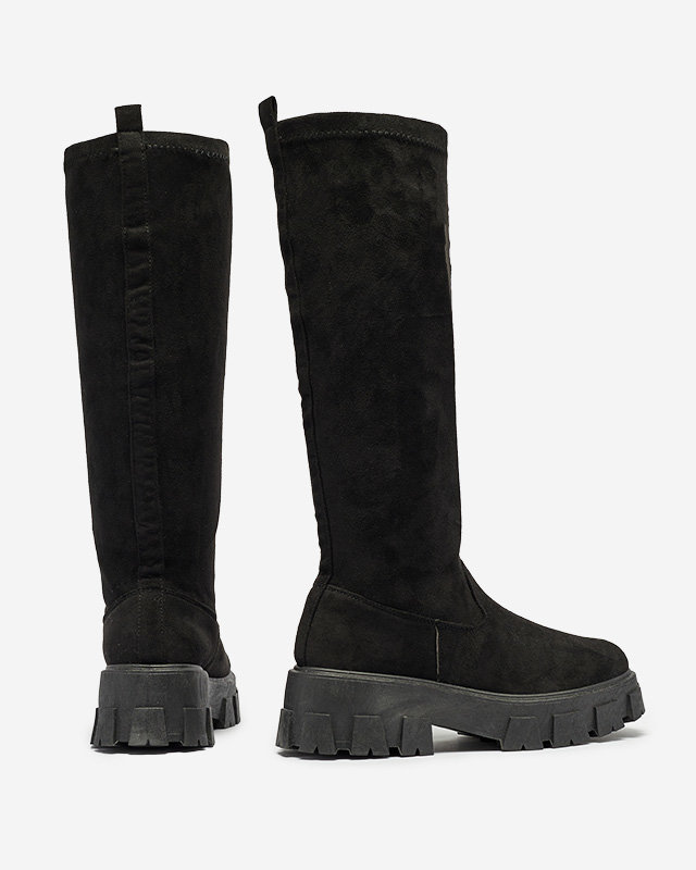 Schwarze kniehohe Damenstiefel zum Hineinschlüpfen Nedara - Footwear