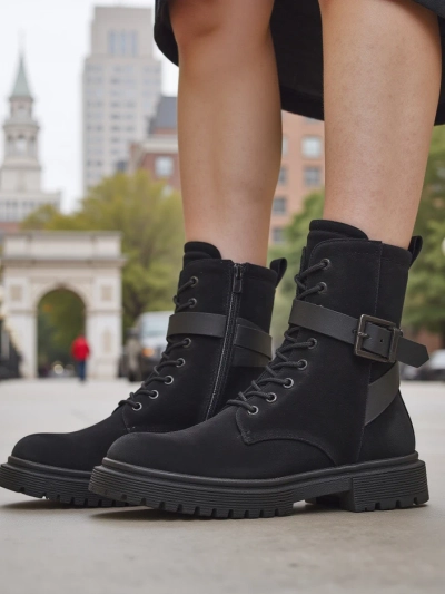 Schwarze Damen-Arbeitsstiefeletten Miros