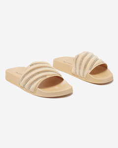 OUTLET Beige Damen Flip-Flops mit Zirkonen Erikis - Schuhe