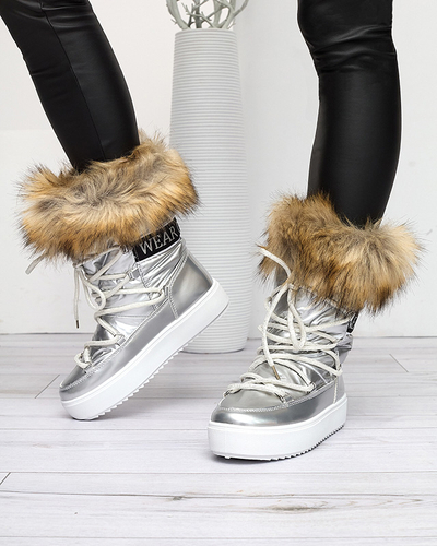 Silber lackierte Schneestiefel für Damen Fursav - Footwear