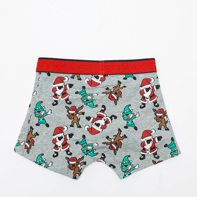 Graue 'Weihnachts-Boxershorts für Jungen - Unterwäsche