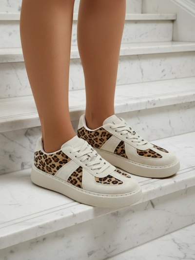 Royalfashion Damen sportliche Sneakers mit Leopardenmuster Big Cat