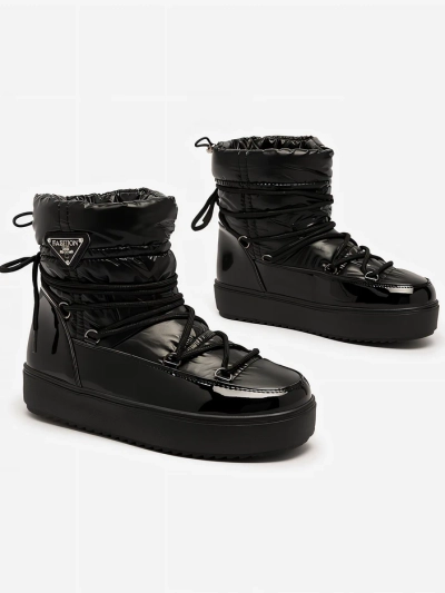 Royalfashion Жіночі черевики-сліпони a'la снігоступи чорні Vevnose