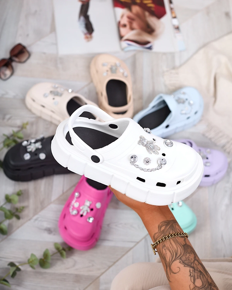 Royalfashion Weiße Damen-Gummi-Flip-Flops Kooranza