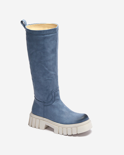 OUTLET Blaue mittelhohe Damenstiefel Astaroth - Schuhe