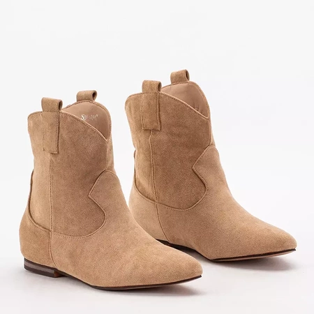 OUTLET Beige Damenstiefeletten zum Hineinschlüpfen a'la Renola Cowboystiefel - Schuhe