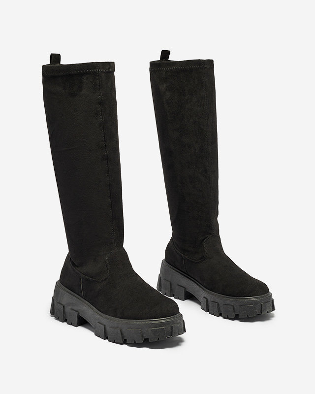Schwarze kniehohe Damenstiefel zum Hineinschlüpfen Nedara - Footwear