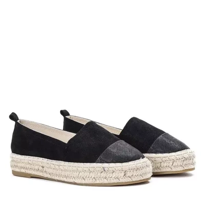 OUTLET Schwarze Espadrilles mit dekorativer Spitze Steve - Footwear