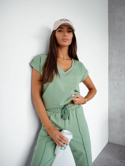 Royalfashion Damen Baumwoll-Casual-Set mit kurzen Ärmeln