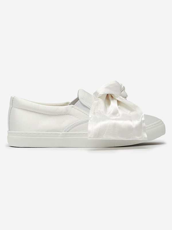 Weiße Damen-Slipper mit Schleife Erous- Footwear