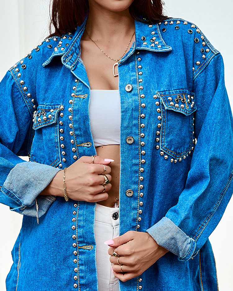 Royalfashion Damen-Jeansjacke mit Strasssteinen