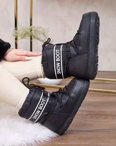 Royalfashion Schwarze rahmengenähte Damen-Schneestiefel Soblesia