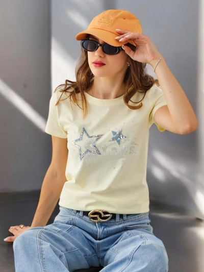 Royalfashion Damen Baumwoll-T-Shirt STARS