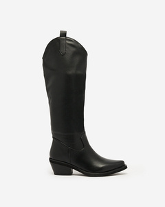 Royalfashion Schwarze Damenstiefel a'la cowgirls Gotenas