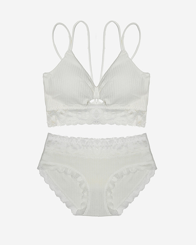 Weißes Dessous-Set für Damen mit Spitze - Unterwäsche