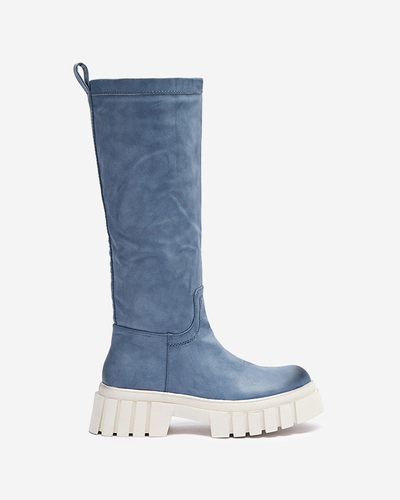 OUTLET Blaue mittelhohe Damenstiefel Astaroth - Schuhe