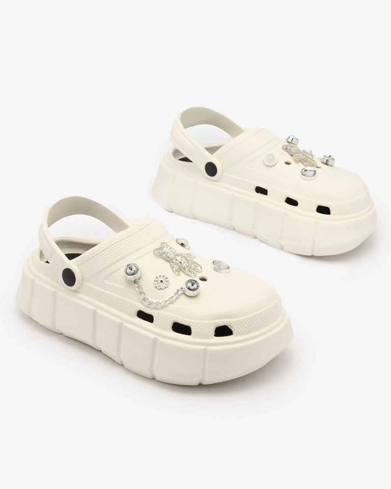 Royalfashion Weiße Damen-Gummi-Flip-Flops Kooranza