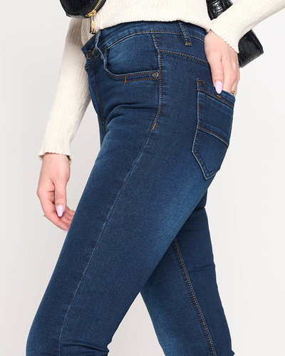 Marineblaue Damenjeans mit geradem Bein - Kleidung