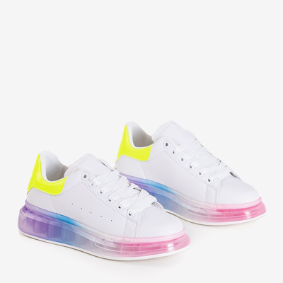 Weiße Sportschuhe für Damen mit bunter Palmer-Sohle - Schuhe