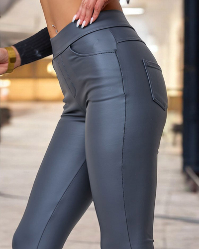 Royalfashion Braun Damen Öko-Leder-Treggings