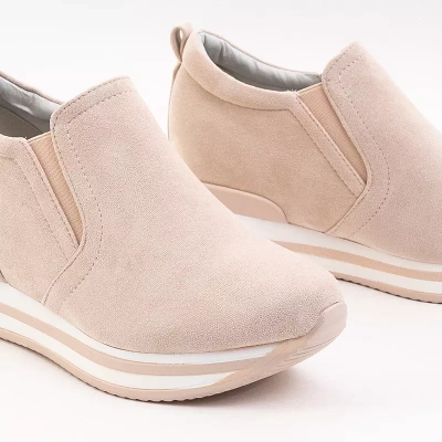 OUTLET Sports beige Slip on Schuhe mit Keilabsatz Afita - Schuhe