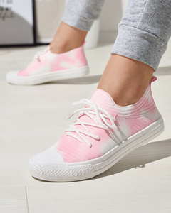 Weiß und rosa gerippte Damen-Sneaker Manfer- Footwear