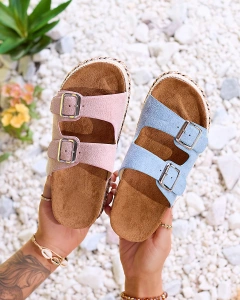 Royalfashion Damen Flip-Flops mit Schnallen in hellrosa Monna