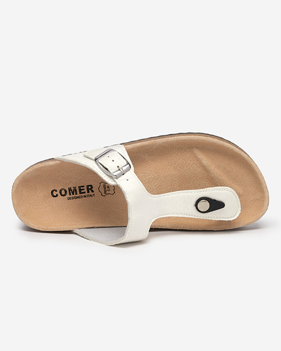 Weiße Öko-Wildledersandalen für Damen Sodifo- Footwear