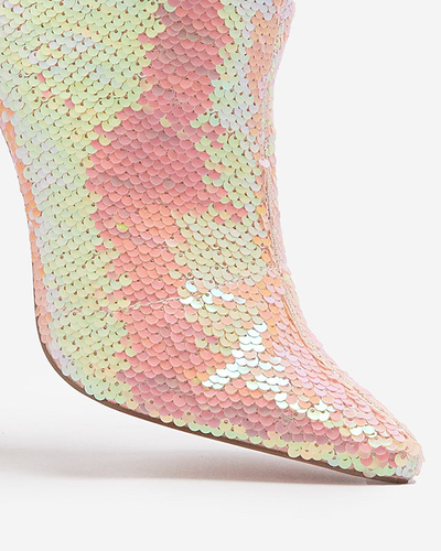 OUTLET Rosa holographische Damenstiefel mit Pailletten Lexillo- Footwear