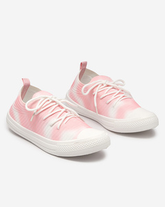 Weiß und rosa gerippte Damen-Sneaker Manfer- Footwear