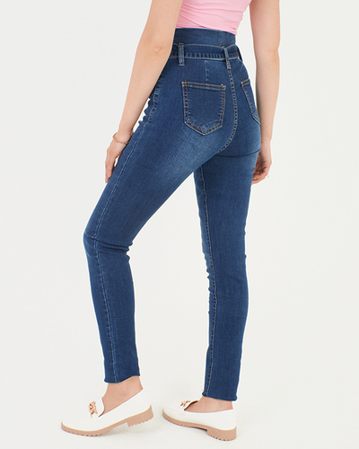 Marineblaue Skinny-Hose für Damen mit Raffung - Kleidung