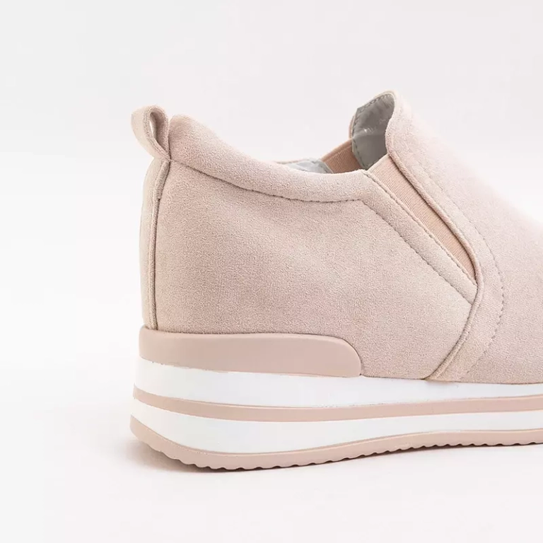 OUTLET Sports beige Slip on Schuhe mit Keilabsatz Afita - Schuhe