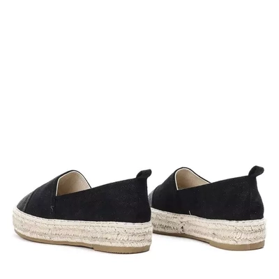 OUTLET Schwarze Espadrilles mit dekorativer Spitze Steve - Footwear