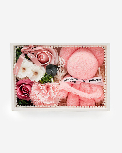 Royalfashion Flowerbox Blumen in einer Box mit einem Teddybär