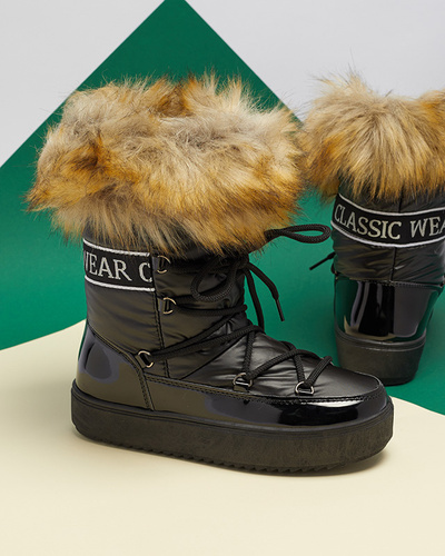 Lackierte Damen-Schneestiefel in schwarzer Farbe Fursav- Footwear