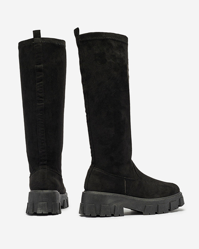 Schwarze kniehohe Damenstiefel zum Hineinschlüpfen Nedara - Footwear