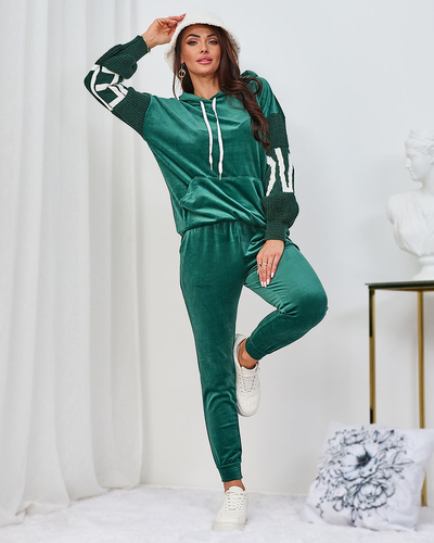 Royalfashion Schwarzes Velours-Damen-Trainingsanzug-Set