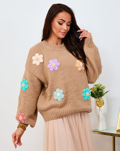 Royalfashion Pink Women's Floral Sweater