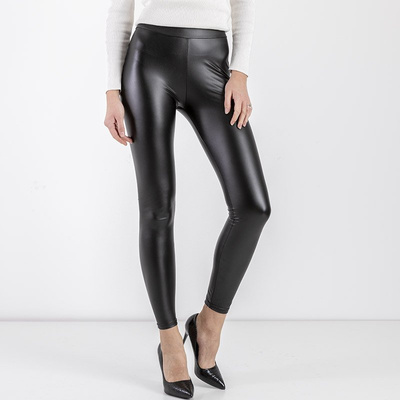 Schwarze Eco-Leder-Leggings für Damen - Hosen