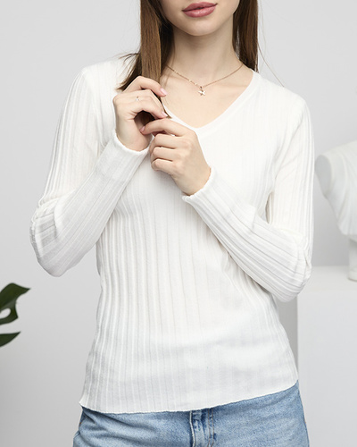 Weißer Rippenpullover für Damen - Kleidung