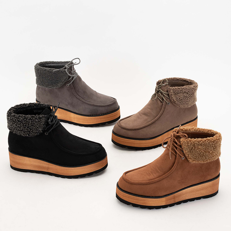 Wedesi camel Damen Plateau Stiefeletten - Schuhe