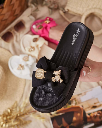 Royalfashion Damen gesteppte Flip-Flops mit Zierschleife Nelmi