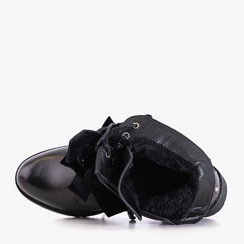 Чорні черевики з шипами та велюровими бантами Caterina - Взуття