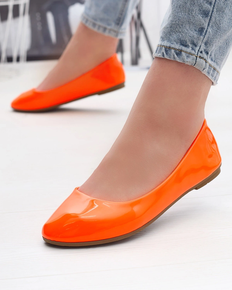 Neonorange lackierte Damen-Ballerinas Fama - Footwear