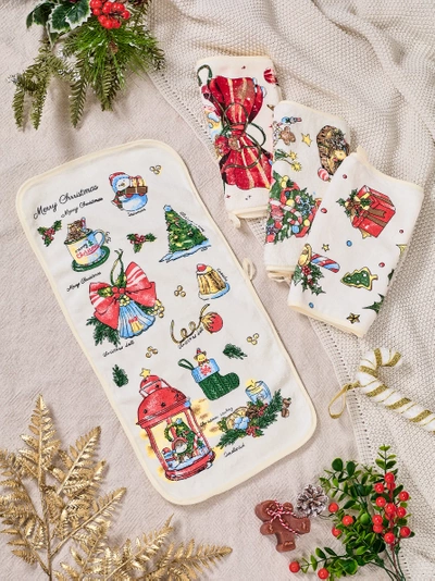 Royalfashion Holiday Set aus 4 Küchentüchern Frohe Weihnachten