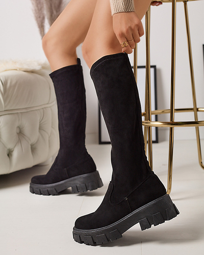 Schwarze kniehohe Damenstiefel zum Hineinschlüpfen Nedara - Footwear