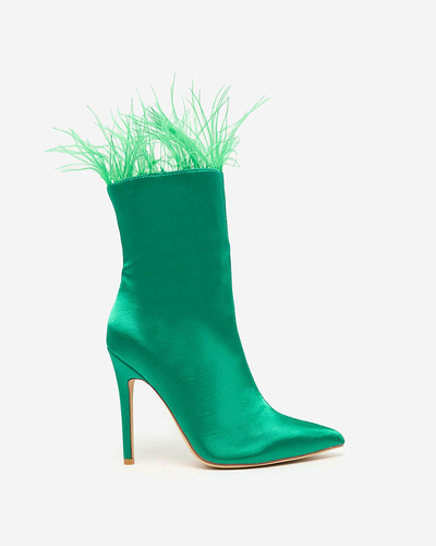 Royalfashion Damen grüne Federstiefel Wenelika