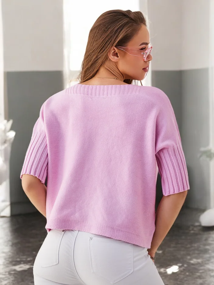Royalfashion Damen Viskosepullover mit kurzen Ärmeln