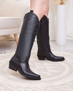 Royalfashion Schwarze Damenstiefel a'la cowgirls Gotenas