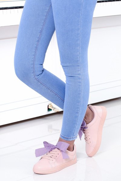 Różowe, sportowe buty z kokardą Alice - Obuwie